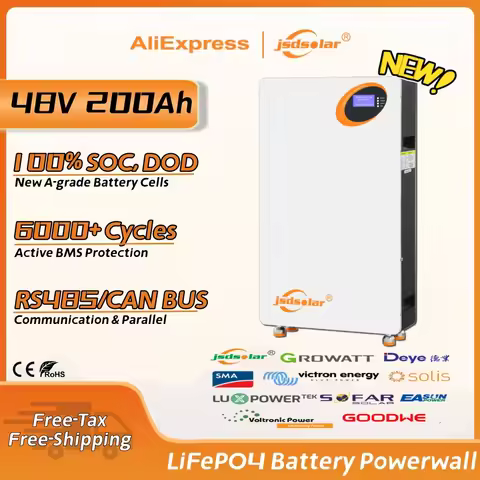 jsdsolar 48V 200Ah LiFePO4 Battery 10KWh Solar Battery 200A BMS 6000+ Cycles Parallel CAN BUS RS485 