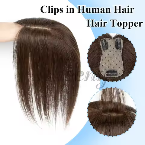 8-14 Inch Real Natural Brown Human Hair Topper 7x11cm Base Net, Natural Scalp Top to Hide Bald or Wh