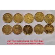Euro Coins VF - 20 cents €0.2 - 1 pc only Sekeping Sahaja - Belgium Netherlands Germany Finland Aust
