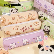 ONLYGOODS1 Capybara Pencil Bag, Canvas Cute Cartoon Pencil Cases, Large Capacity Rabbit Panda Statio