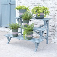 Ladder-style Flower Pot Rack Succulent Storage Balcony ft Three-layer Anti-corrosion Garden Outdoor 