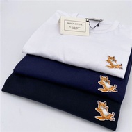 we Maison Kitsune Áo Phông Ngắn Tay Thời Trang Nam Và Nữ Áo Thun Cotton Thêu Tinh Xảo Hình Cáo Lười 