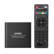4K Media Player with Remote Control, Digital MP4 Player for 8TB HDD/USB Drive/TF Card/H.265 MP4 PPT 