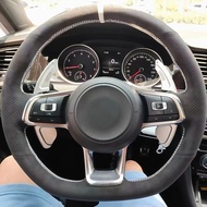 DIY Artificial leather Suede Carbon Fiber Customized Car Steering Wheel Cover For Volkswagen VW Golf