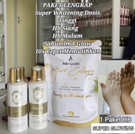 Paket Lengkap Hb Super Whitening Dosting (Siang+ Malam+Sabun batang) Imd Glow Co Skrng free gift