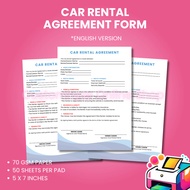 car rental | house rental agreement pad 50sheets