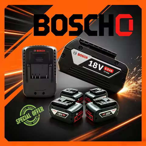 Bosch 18V 5.0Ah Bouwaccu Pakket met slimme lader, kleurvaste buitenlaag die niet vervaagt bij langdu