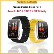 For Amazfit Bip 6 / Amazfit Bip5 / Amazfit Bip 5 Unity Silicone Ocean Styles Design Strap Bip6