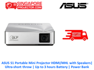 ASUS S1 Portable Mini Projector HDMI/MHL with Speakers| Ultra-short throw | Up to 3 hours Battery | Power Bank