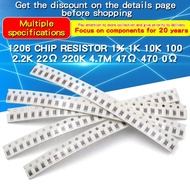 100pcs 1206 SMD Chip Resistor 1% 0Ω~10MΩ 0.33 10 100 220 300 510 1K 10K 20K 100K 220K 470K 820K 1.1M
