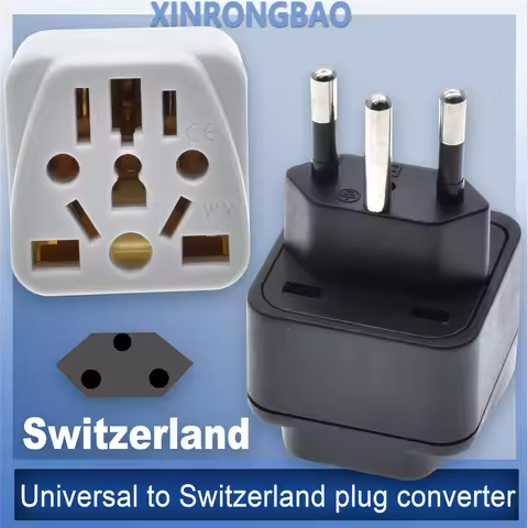 Universal 3pin Switzerland Conversion Plug Adapter UK/US/EU/AU Switzerland Travel Plug Type J Swiss 