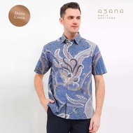 KEMEJA Nawasena Short Sleeve Batik Asana Shirt - biru