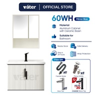 [VATER]  60WH Mirror Box Aluminium Bathroom Cabinet Ceramic Basin Sink Bathroom Basin Tap Sink Basin Cabinet Tandas