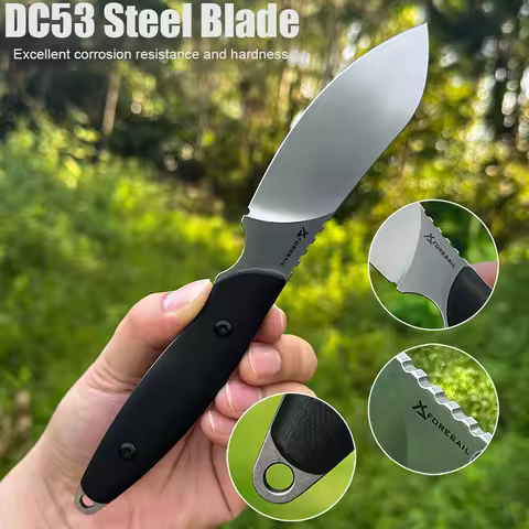 FORESAIL DC53 Steel Blade Fruit Knife G10Handle Sharp Fixed BladeCamping Tactics Outdoor Survival Cu