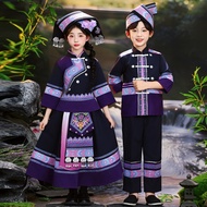 March Three Children Minority Ethnic Costume Guangxi Zhuang Ethnic Miao Ethnic Yao Ethnic Ethnic Qia