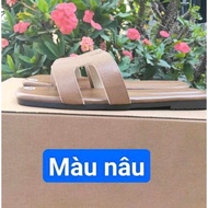 Beautiful leather cross-strap slippers, code HM01, women's fashion
