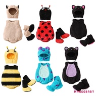 MG-Baby Halloween Animal Costume Plush Sleeveless Crew Neck Romper Hat Shoes Party Clothes
