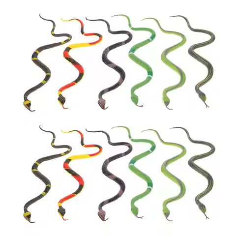 12Pcs Rubber Scare Toddlers Plastic Fake Snake Faux Snake Models Rubber Rattlesnake Fake Snake Toys 
