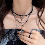 Black y2k Necklace Ladies Necklace Black Cross Necklace
