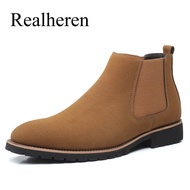 Men Chelsea Boots High Quality Plus Big Size 47 48 Black Brown High Top Leather Casual Shoes Autumn 2021 New Fashion