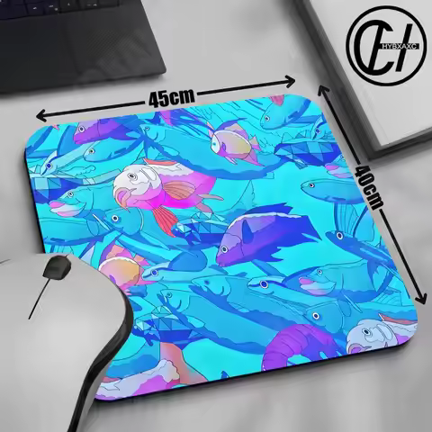 HYBXAXC Mouse Pad Cute Fish Desk Mat Artisan Mouse Pad Blue Desk Decoration Mousepad 45x40 Desk Acce