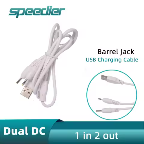 1M , White 1 in 2 out USB to dual double 2 DC 2.5 x 0.7 mm 2.5 x 0.7 2.5/0.7 2.5*0.7mm Barrel Jack c