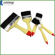 💇 Set of 5 Beige Paint Brushes with Wooden Handles and Synthetic Bristles for Painting and Cleaning 