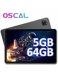 【情人節禮物】oscal平板電腦10吋pad60（3+2擴展）64gb / 2tb,android 12平板電腦gms,四核處理器,1280×800高清+ips螢幕,2.4g Wifi,5mp + 2mp攝像頭,6580mah電池,otg和type C,英國2年保修