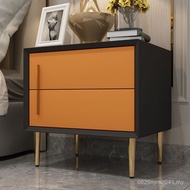 Light Luxury Locker Leather Art Bed Solid Wood Bedside Table Side Cabinet Side Cabinet Storage Cabin