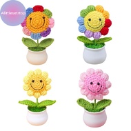 Alittlesetrtop 1 Piece Creative Artificial Flowers Cute Crochet SunFlower Pots Knitted Flower Gradua