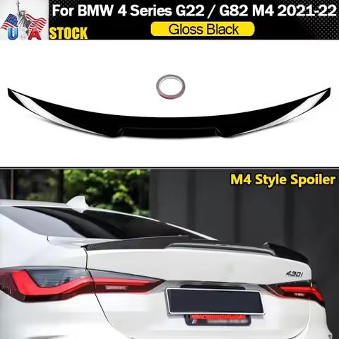 Rear Trunk Spoiler Wing Gloss Black For 21-22 BMW G22 4 Series 430i G82 M4 Style