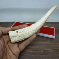 once pipa sedotan tulang iga duyung ukir naga asli original  Inz62