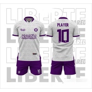 Jersi Bola Free Custom Name and Number Purple High Quality 1 Set Baju Bola T-shirt Foot Ball Volleyb