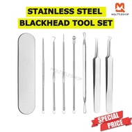 [MQLITTLESHOP]7pcs Blackhead Whitehead Remover Tool Kit Extractor Makeup Beauty Tool Tweezer Ear Dig