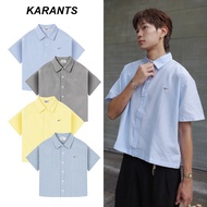 Karants Kemeja Boxy, Fabrik Oxford, dengan Kemasan Logam Licin, Lelaki dan - KR264