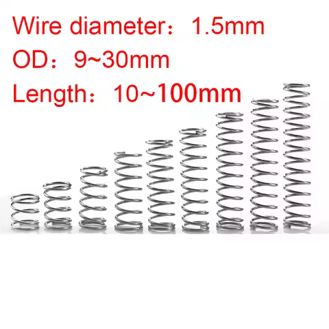 1.5mm Stainless Steel Micro Small Compression Spring OD9mm to 30mm Length 10mm to 100mm