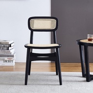 Solid Wood Backrest Milk Tea Shop Dining Chair Restaurant Nordic Leisure Chair Cross-Border Rattan C