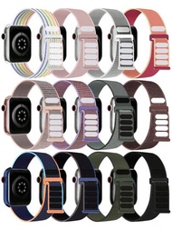 6入組彈性尼龍錶帶，適用於Apple Watch錶帶 38mm 40mm 41mm 42mm 44mm 45mm 49mm，支援SE2 SE Series 9 8 7 6 5 4 3 2 1