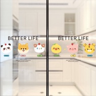 Cartoon Bathroom Kitchen Sliding Door Glass Sticker Kindergarten Floor-to-ceiling Window Mirror Deco