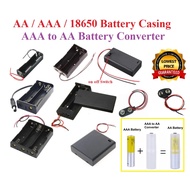 Battery Holder AA / AAA / 18650 with Wire Lead, Casing Cover with On Off Switch AAA to AA Converter