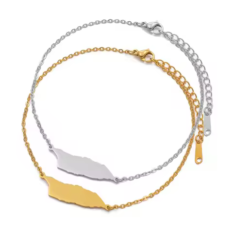 Anniyo 21cm+4cm Curacao Aruba Anklet for Women Gold Color Jewelry Foot Chain Aruba Map Ankle Band #1