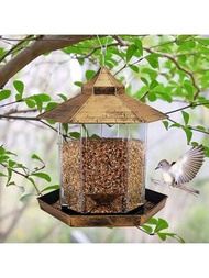 1入組戶外帶插鎖的鳥飼料器，可伸縮，適用於花園裝飾、觀鳥、庭院藝術的野生鳥飼料器