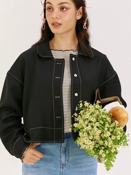 ALTER&BEYOND Leisure Jacket in Black เสื้อแจ๊คเก็ตทรงครอป