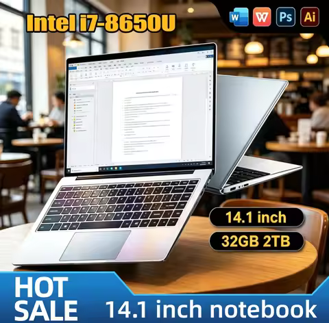 14.1 Inch Ultra Slim Laptop Intel Core i7 8650U 4C8T 1.9 4.2GHz 32GB RAM 2TB SSD Gaming PC Gamer Off