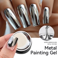 Super-Bright Metallic Painting Nail Gel Polish French Style Chrome Silver Mirror Effect Drawing Line