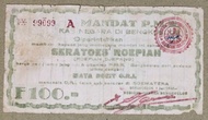 Uang Kuno ORIDA Bengkulu 100 Rupiah 1947 RARE Orida Book #3102 no182