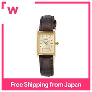 [Seiko] Seiko Watch Women's Square Design Quartz SWR066 Champagne Gold Dial x Brown Leather Band