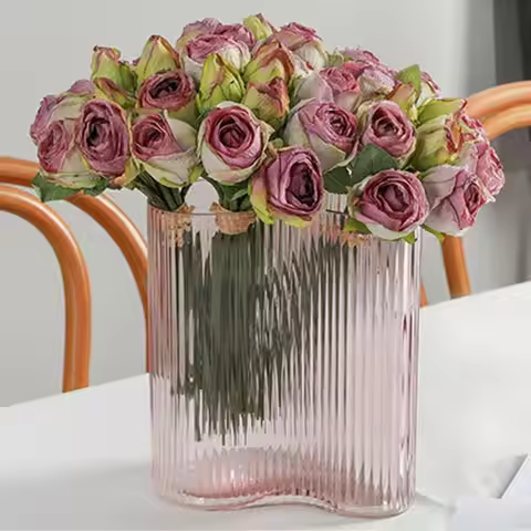 Creative Elegant Artificial Roses Bouquet Real Touch Plastic Silk Rose Flowers Handmade Fake Plants 