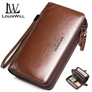 LouisWill Wallet for Men Long Wallet Dompet Lelaki Kulit original Beg Duit Lelaki panjang Money Bag 