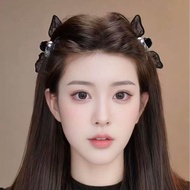 Black lace rabbit ear clip for women's new side princess hair accessory